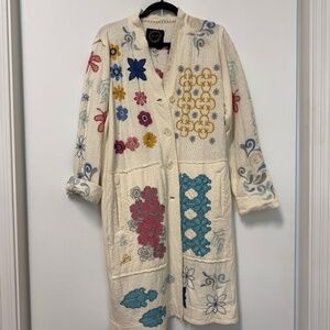 Biya by Johnny Was Embroidered & Quilted Duster, multi color Sz L